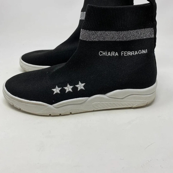 Chiara Ferragni‎ Black Logo Fabric Sock Sneakers - Picture 7 of 11